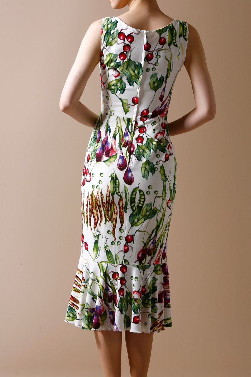 DOLCE＆GABBANA ノースリーブボタニカル柄マーメイドワンピース