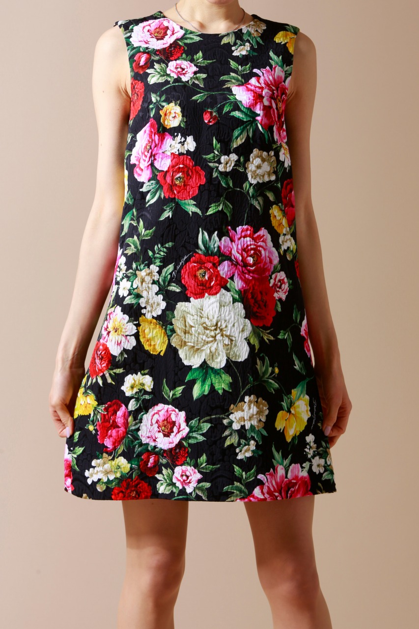 関送込【Dolce & Gabbana】花柄 クレープ ミニワンピース Dolce & Gabbana】花柄 クレープ ミニワンピース【送関込】