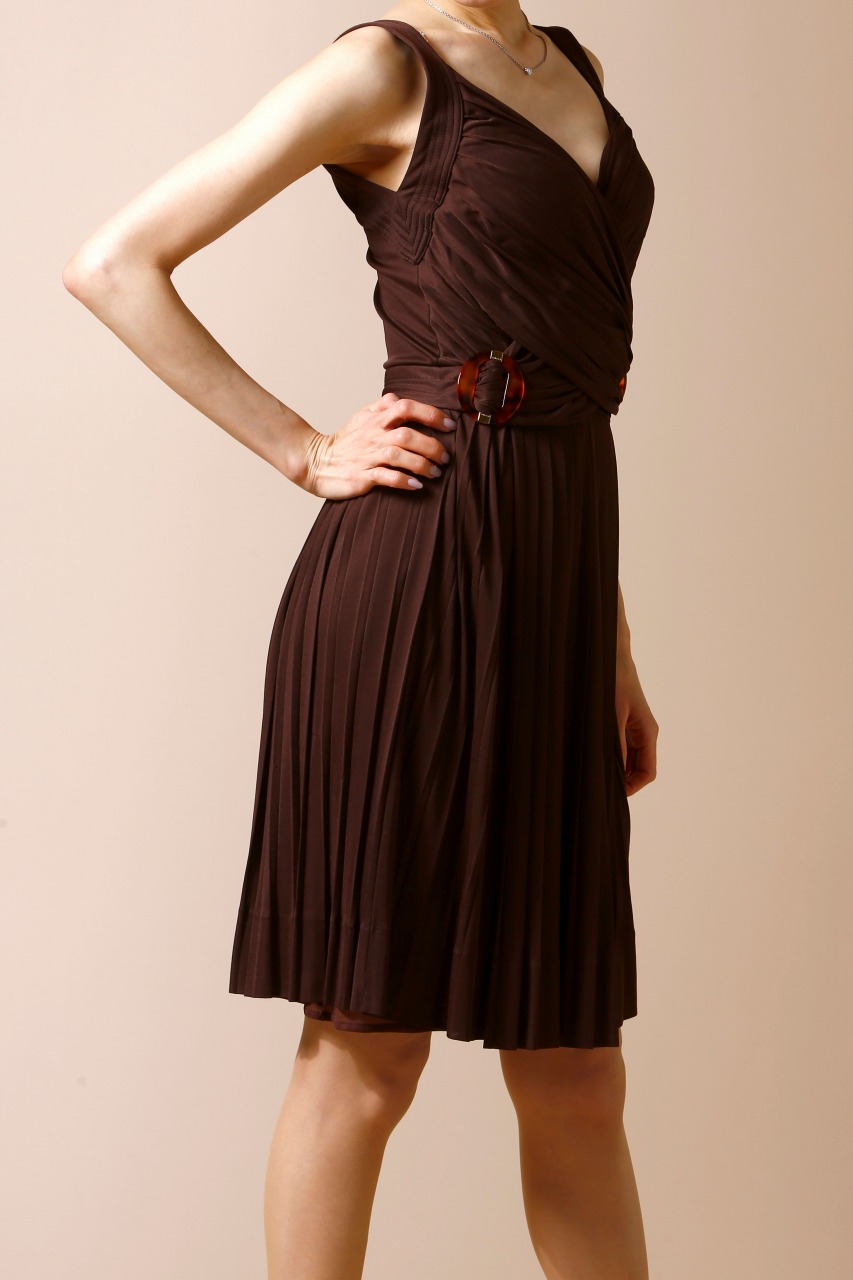 GUCCI ジャージーストレッチ素材ドレープひざ上ドレス｜ハイブランドの  