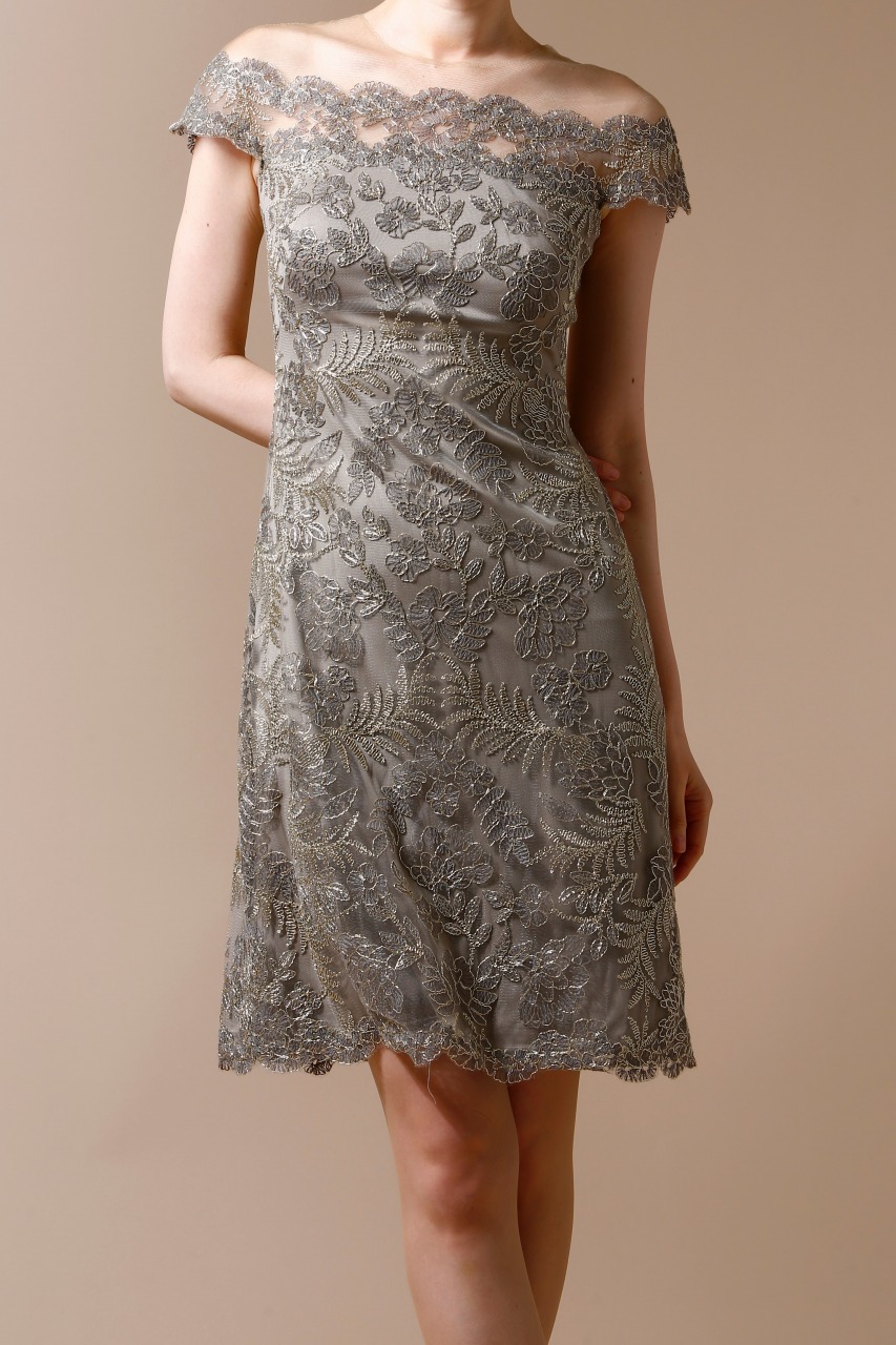 TADASHI SHOJI TADASHI SHOJI オフショルダーレースミディアムドレス